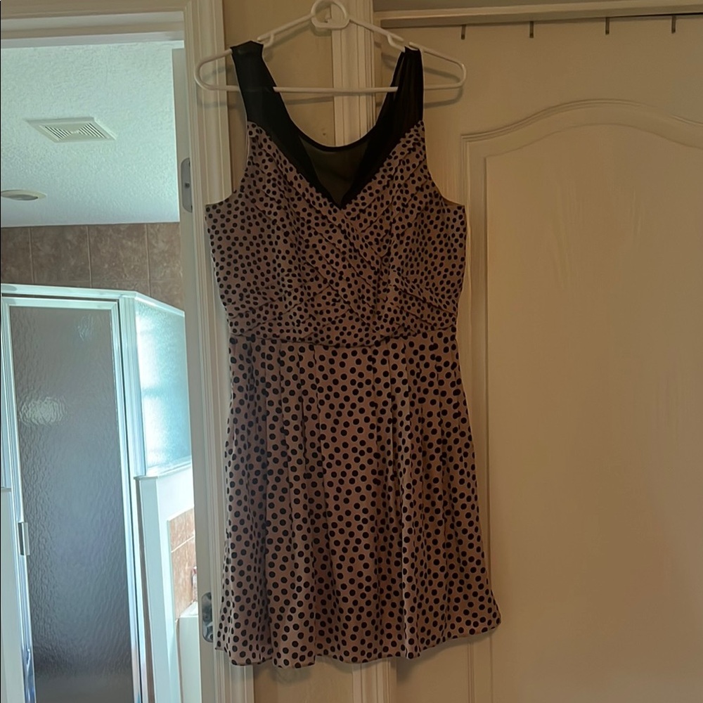 LC Lauren Conrad Fit and Flare V-Neck Mini Dress Black Brown